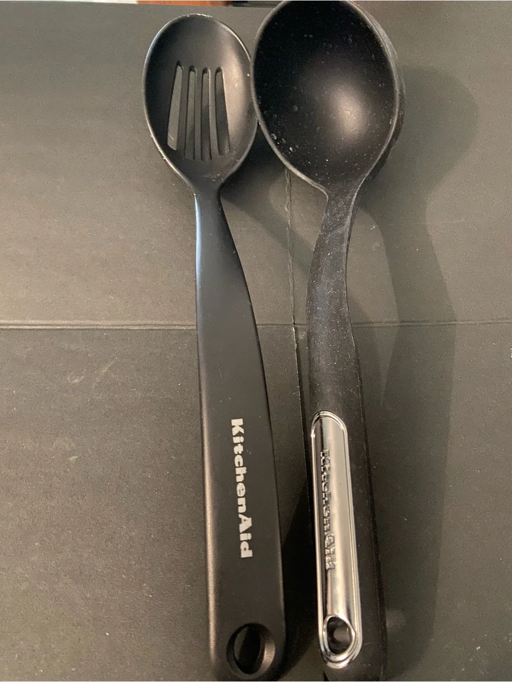 KitchenAid Black Silicone Slotted Spoon & Ladle